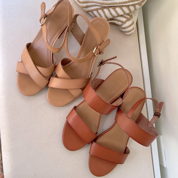 Women J Crew size 7.5 Bundle Strappy Block Heel Cognac Tan Beige